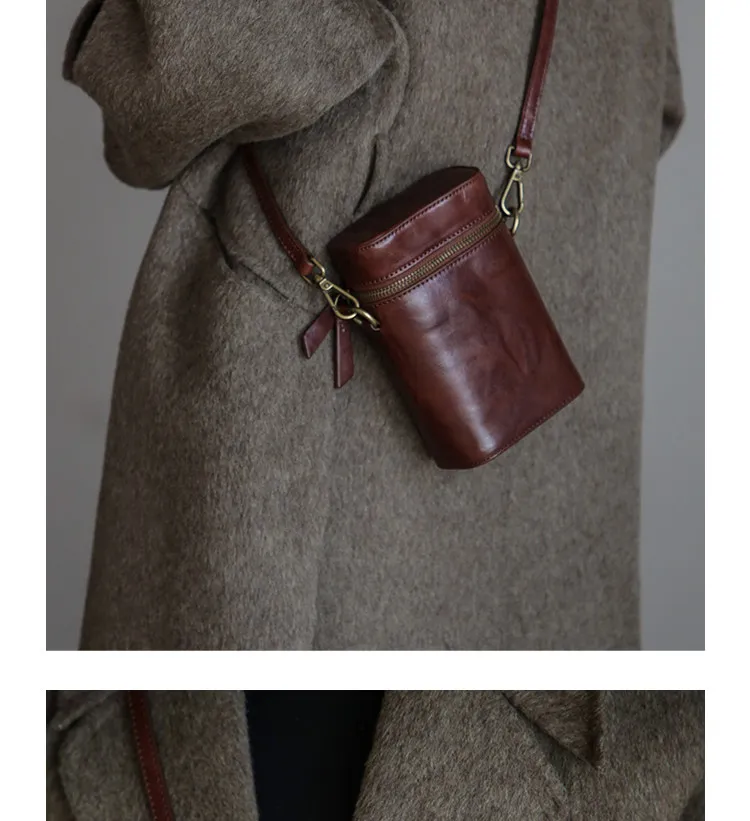 PNDME einfache, lässige, handgefertigte Damen-Handytasche aus pflanzlich gegerbtem Rindsleder, modische Designer-Umhängetasche aus echtem Leder – Detail 9
