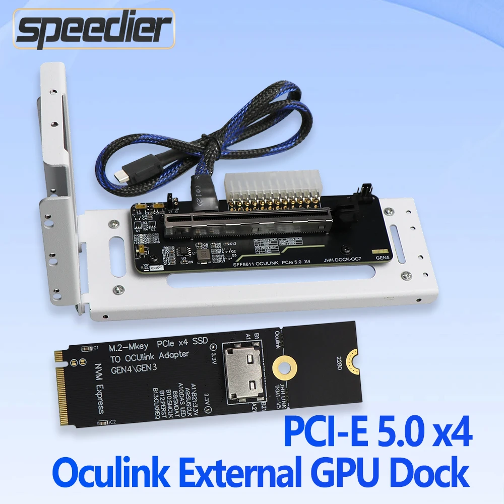 

PCIe 5.0 X4 OCuLink Внешняя видеокарта для ноутбука Игровая док-станция для графического процессора DOCK-OC7 128 ГБ/с M.2 NVMe к SFF8612 Карта адаптера Oculink EGPU