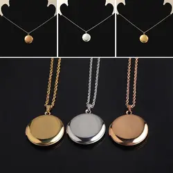 Fashion Round Necklaces Mirror Polish Stainless Steel Photo Frames Pendant Jewelry Gift DIY Necklace For Women