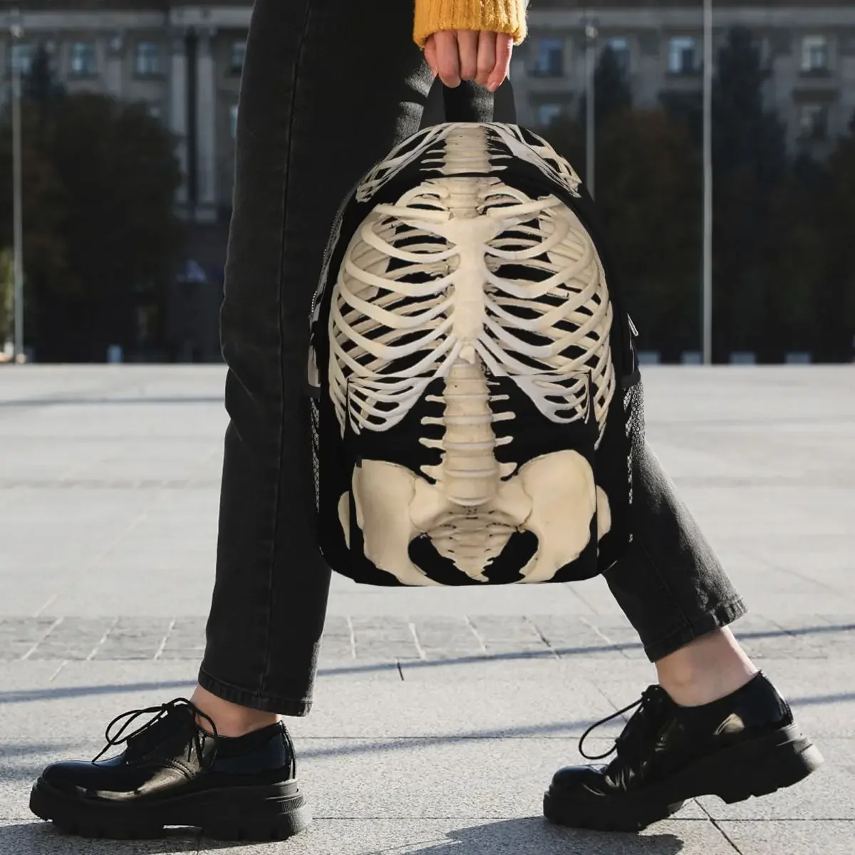 Halloweenowa gotycka anatomia klatka piersiowa kości ludzkie szkielet plecaki chłopcy chłopcy chłopcy plecaki tornistry plecak podróżny torba na