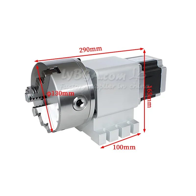 LY CNC Center ความสูง 100 มม.แกนหมุน 4th แกน 3/4 Jaws Chuck 130 มม.Nema34 86 มม.มอเตอร์ 25H100-50-130B สําหรับเครื่อง CNC Router