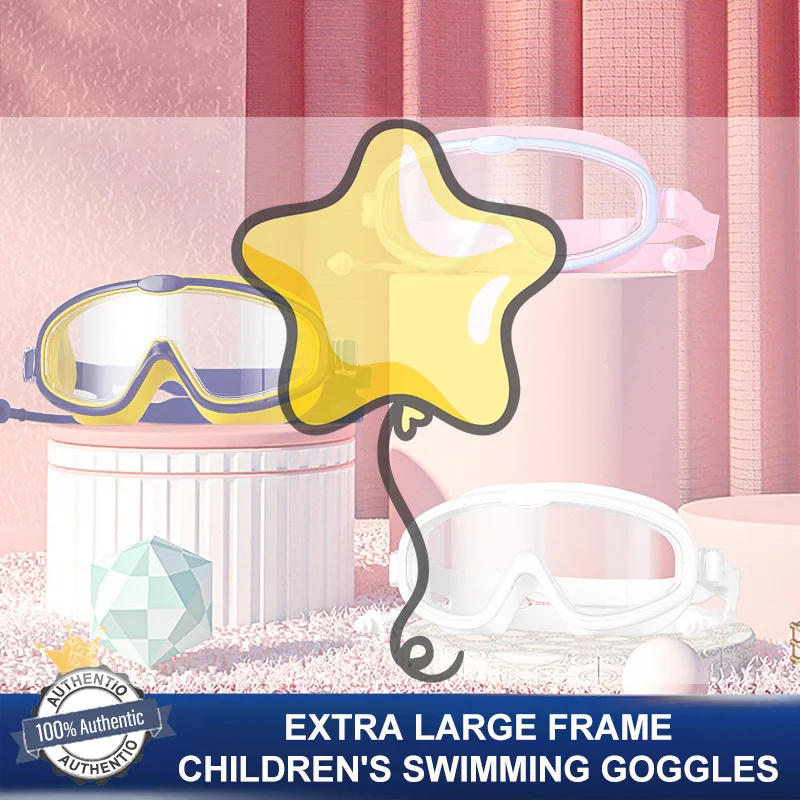 

Детские очки для плавания в большой оправе с затычками для ушей, детские противотуманные очки для плавания для мальчиков и девочек, пляжные очки для бассейна, очки для плавания