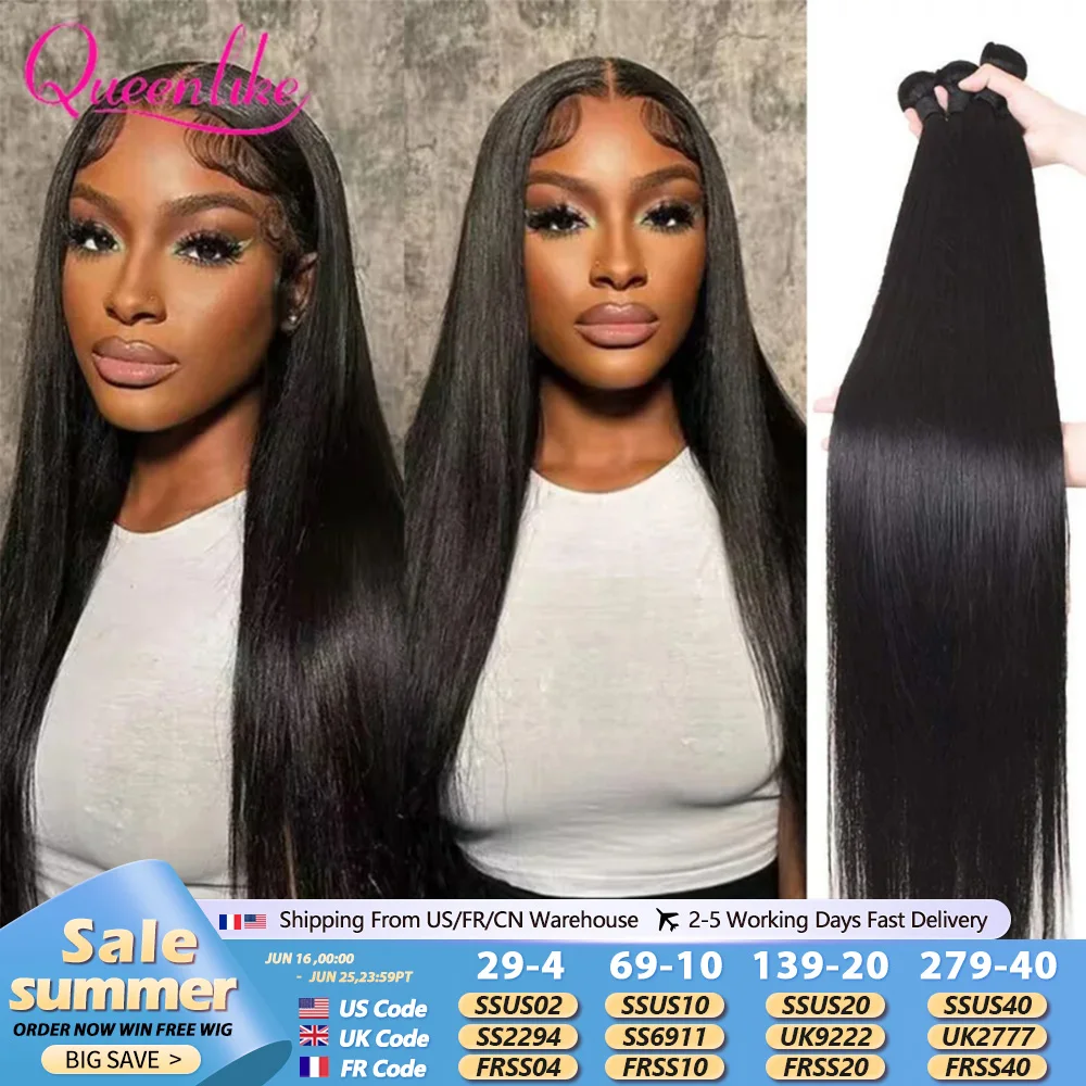 30 32 inch Indian Raw Hair Bundles 100% Human Hair Bundles 38 40 inch Long Thick Straight Hair Bundles for Women Hair Extensions