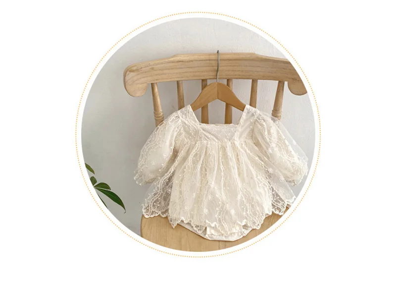 Baby Mädchen Body Herbst Prinzessin Spitze Mesh Kleinkind Strampler Kleid Einfarbig Baumwolle Säuglingskleidung Einteiler für 3M-2Y – Detail 3