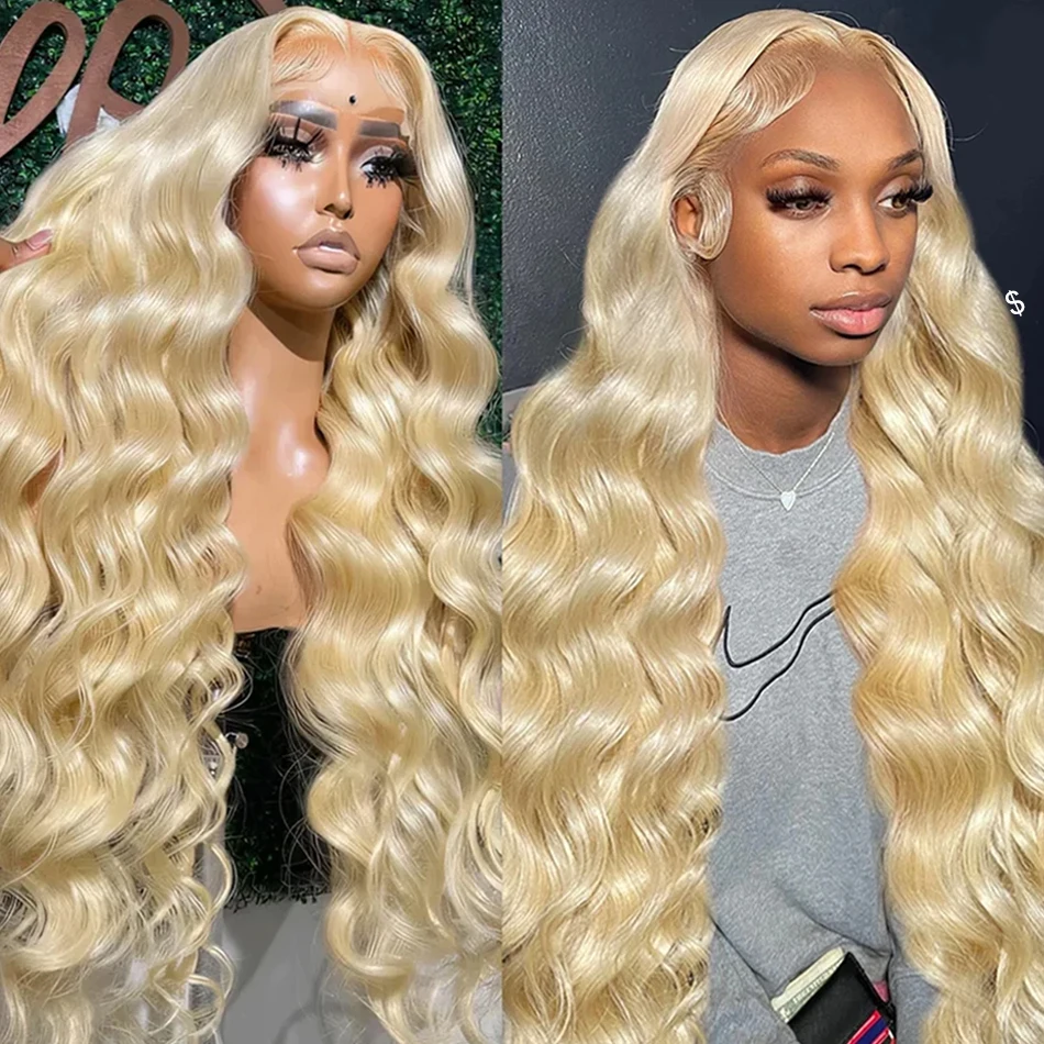 13x6 613 Curly Blonde Front Human Hair Body wave HD Transparent 13x4 Lace Frontal Wig Brazilian Hair For Black Women