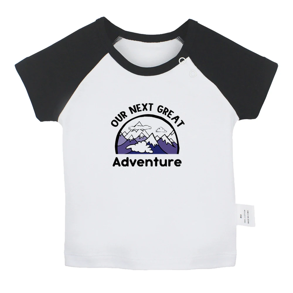 

iDzn New Our Next Great Adventure Fun Baby T-shirts Cute Boys Girls Tees Infant Short Sleeves T shirt Newborn Clothes Kids Tops