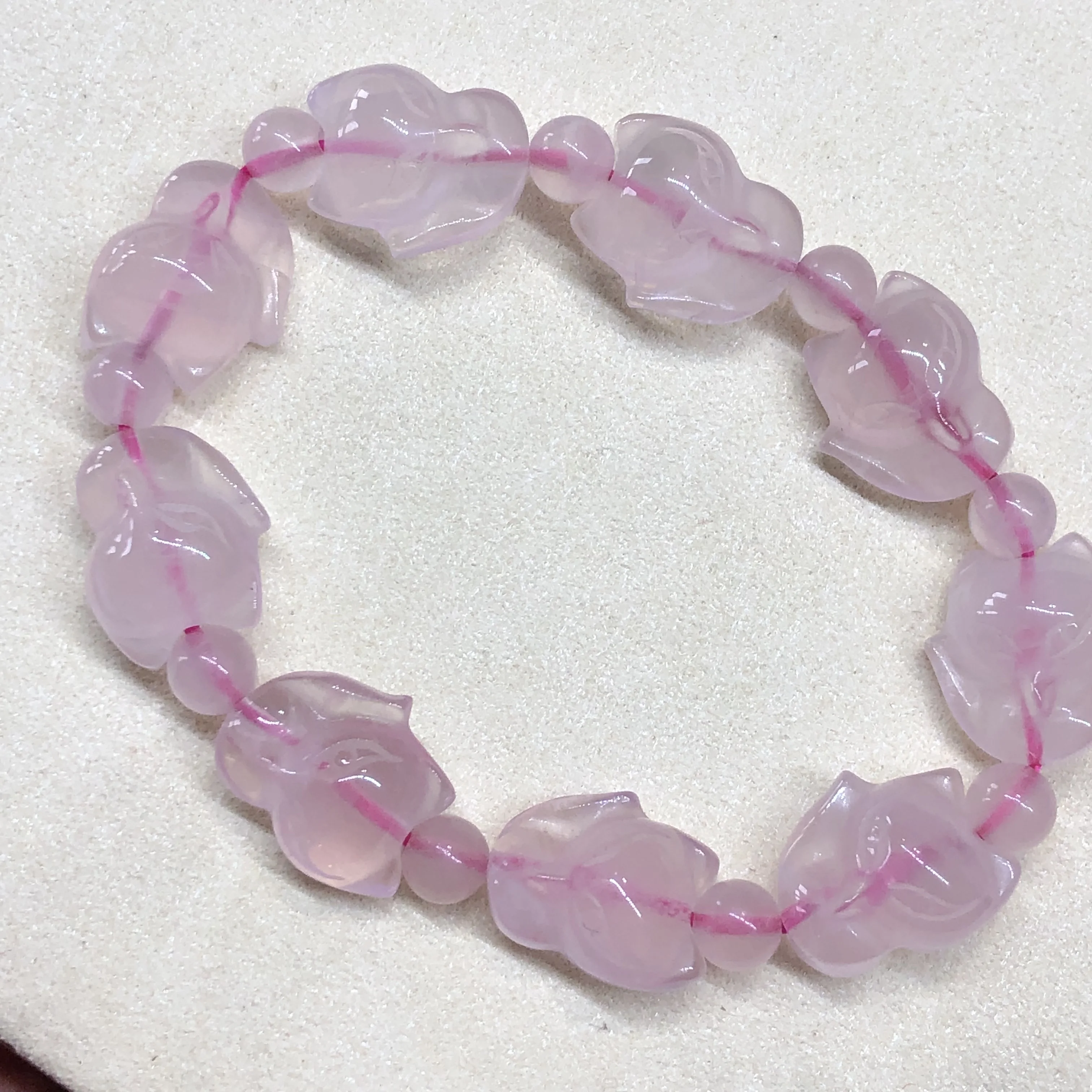 1 Pc Fengbaowu Natural Stone Rose Quartz Fox Bracelet Crystal Reiki Healing Fashion Jewelry Gift For Women