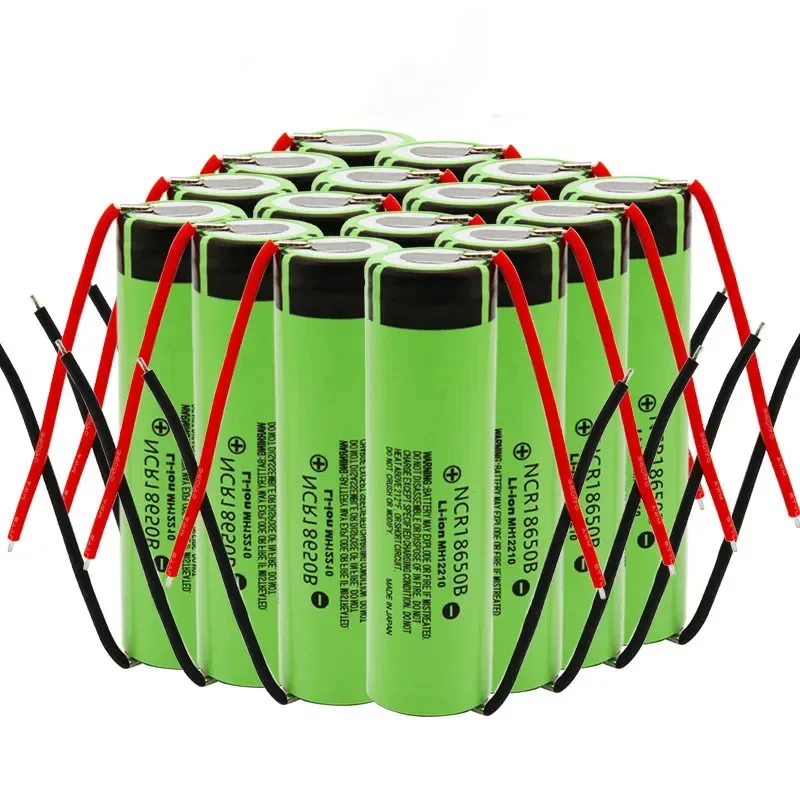 100% Original 18650 Lithium Battery 3400mAh NCR18650B 3.7V for DIY Flashlights and Wires 1-10 Pieces