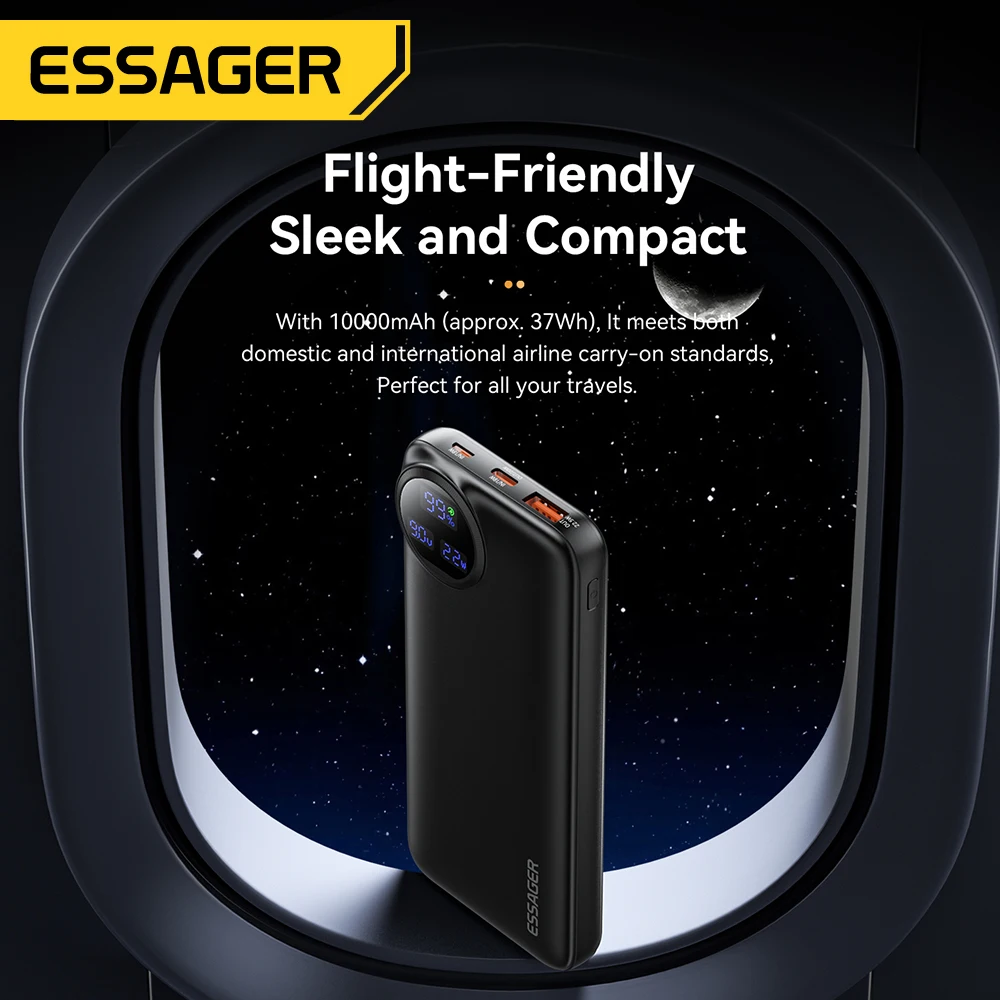 Essager 20000mAh Portable Power Bank With 2 Cables 22.5W Digital Display Powerbank For iPhone 15 14 Samsung Huawei Power Bank