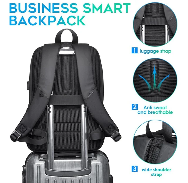 BANGE Lightweight 15.6 inch Laptop Backpack Waterproof USB Charge Port Multifunctional Travel Hiking School Bag Mochila for Men 4