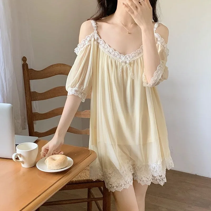 Modal Suspender Pajamas Women New Summer Short Sleeved Shorts Sleepwear Lovely Sweet Princess Style Lace Thin Home Service Suit