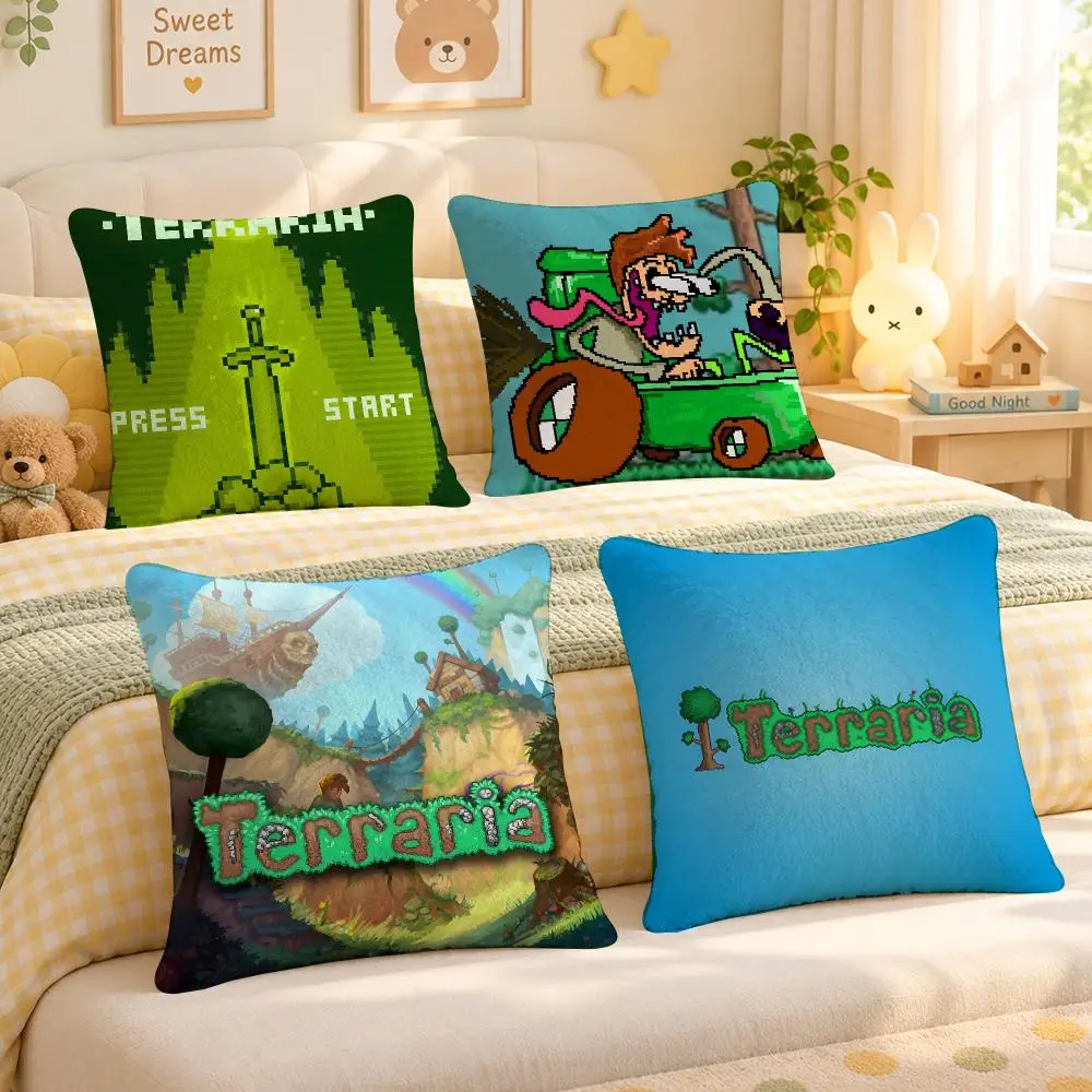 Game Terraria Sandbox Pixel Cushion Cover Personalized Soft Plush Pillow Living Room Home Sofa Bedroom Office Car Cushion