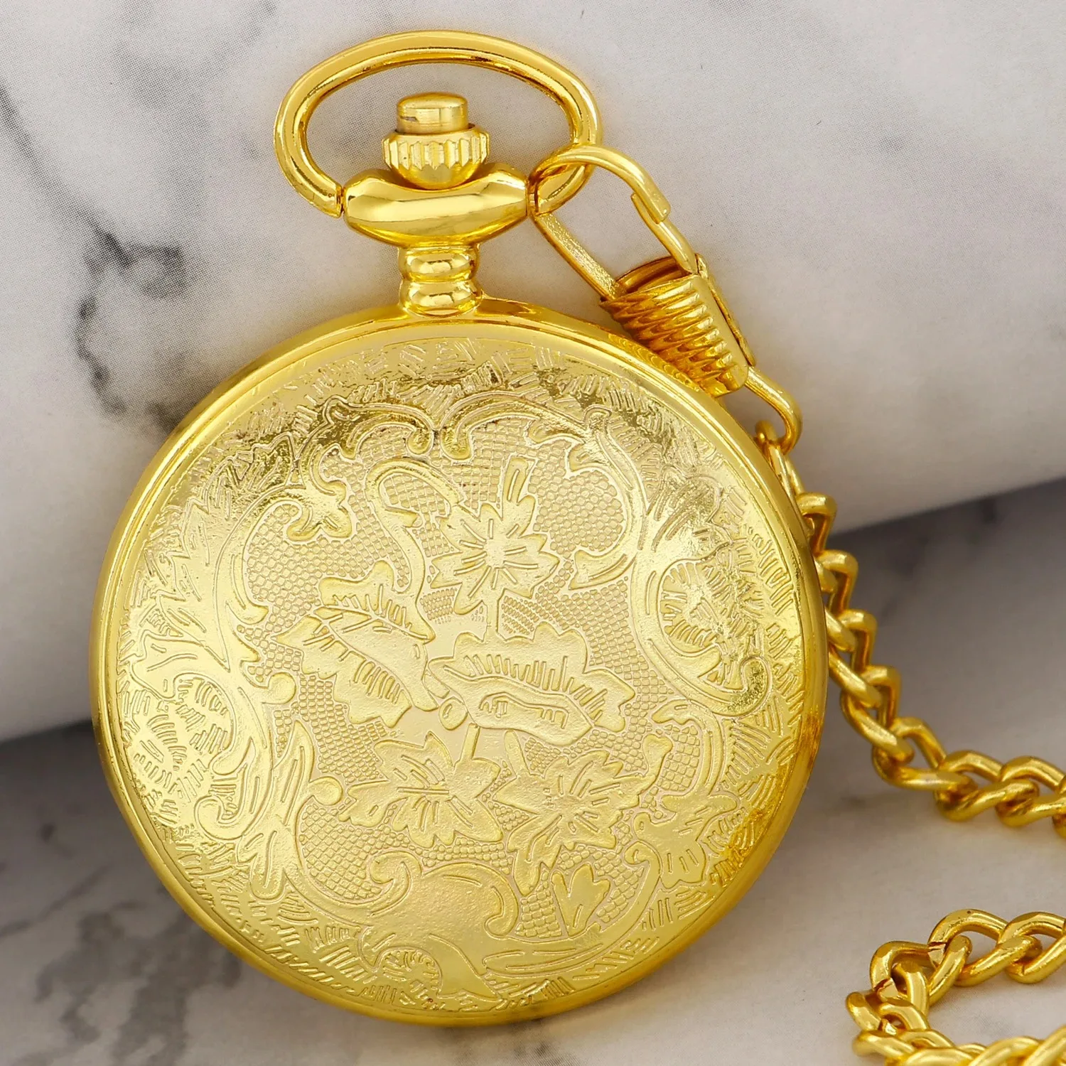 Luxury Gold Quartz Pocket Watch Men Women Hollow Roman Numerals Case Vintage Necklace Best Gifts Reloj Hombre
