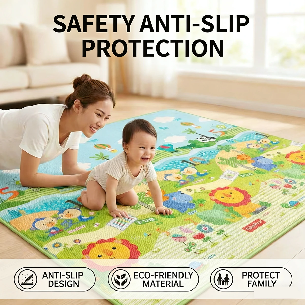 

Safety Mat Thick Play Mat for Children's 200x180/180x150/180x120cm Friendly Crawling Play Mats Folding Mat Carpet Rug Playmat
