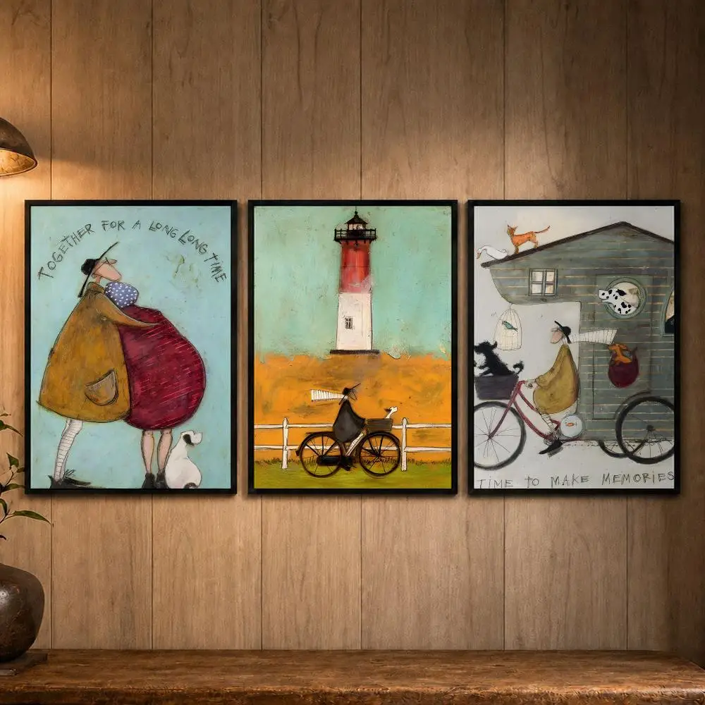 Whimsical Artist Sam Toft Poster Self-adhesive Art Poster Decoracion Painting Wall Art White Kraft Paper Home Decor