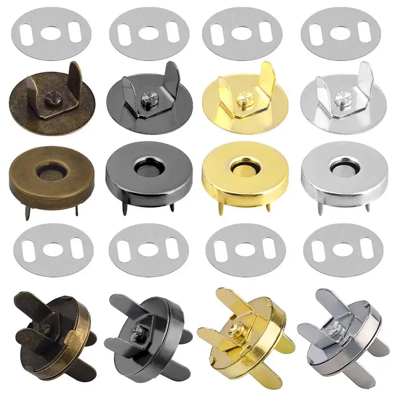 14/18MM 4Pairs Metal Round Strong Magnetic Buckle Seamless Button Invisible Snap Fastener Bag Parts Portable Luggage Accessories