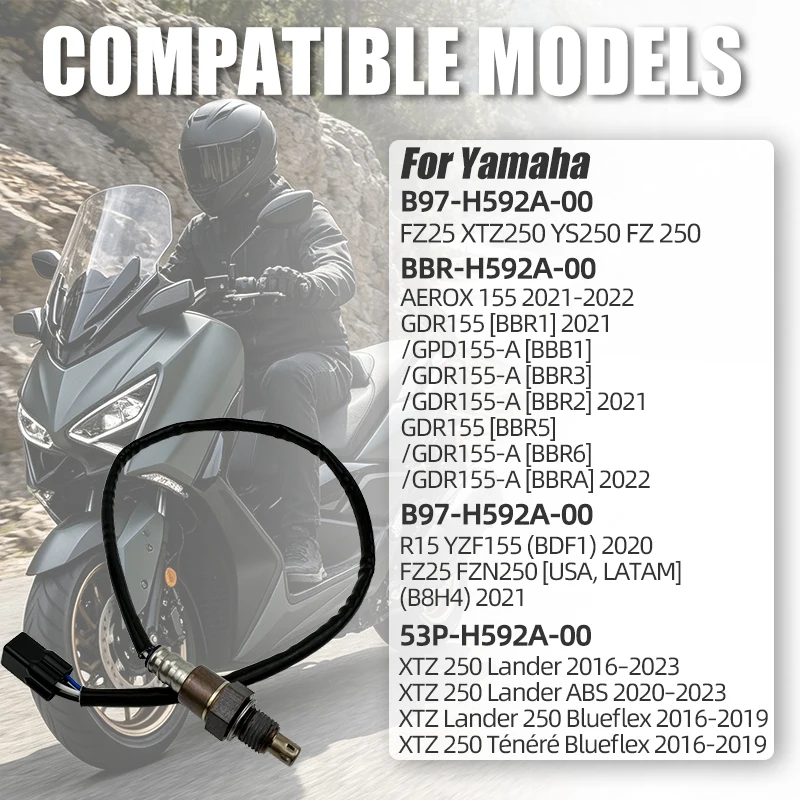 BBR-H592A-00 Motorcycle Lambda Sensor For Yamaha AEROX 155 YZF155 XTZ250 Lander FZ25 FZN250 Oxygen O2 Sensor Part B97-H592A-00 5