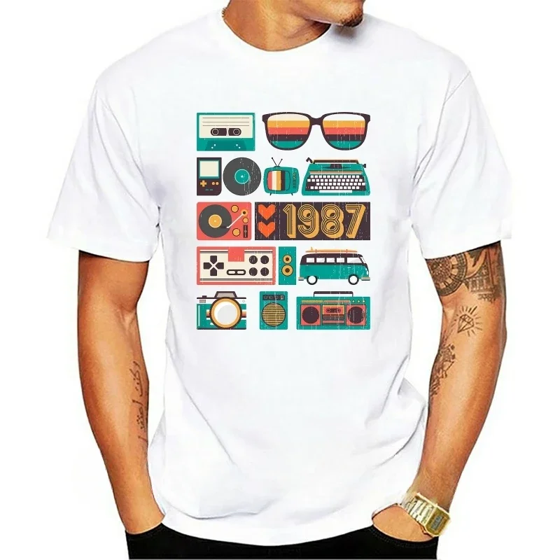 T-shirt homme 37 ans, meilleur cadeau, 30e anniversaire, fête des pères, la vie commence à trente ans se termine 1987