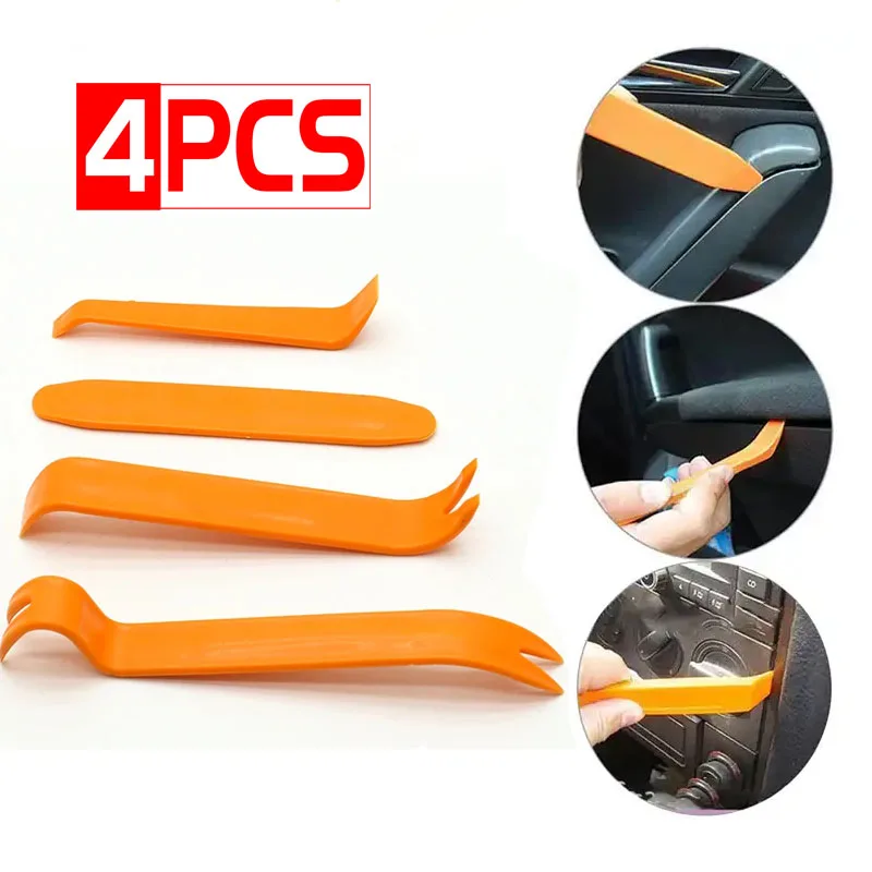 4Pcs Auto Door Clip Panel Trim Removal Tool Kits Thick Plastic Car Tools for Car Dash Radio Audio Installer Pry with Paper Box