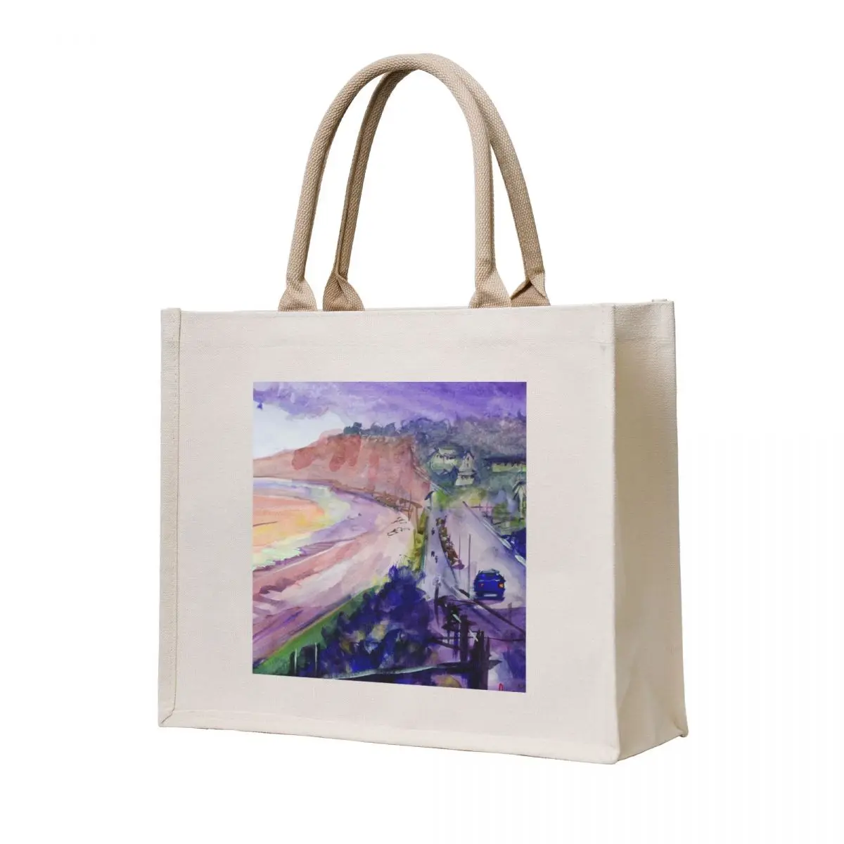 

Budleigh Salterton in winter watercolor painting Tote Bag Reusable bags tote bag women Customizable tote bag Candy bags