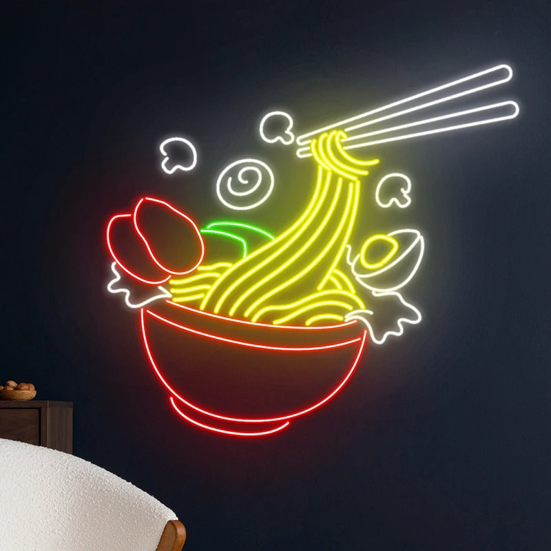 Imagem -03 - Japonês Ramen Led Neon Sign Ramen Noodles Bowl Restaurante do Japão Food Shop Loja Wall Decor Luz Noturna Estilos