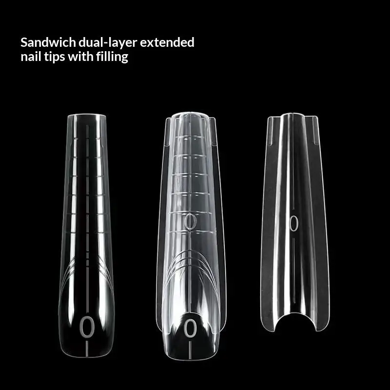 140/280個入り サンドイッチデュアルネイルフォーム エクステンション-デュアルフォーム 上下型 ロングスクエアアーモンドネイルアートフォーム マニキュアツール
