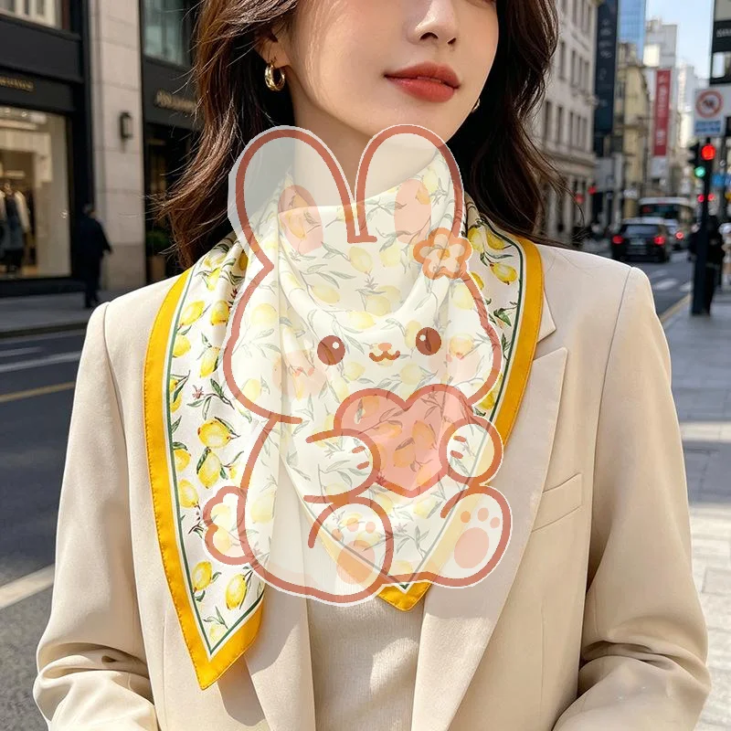 Square Satin Headscarf Silky 70cm Floral Design for Women Fashion Hair Neck Accessory Gift
