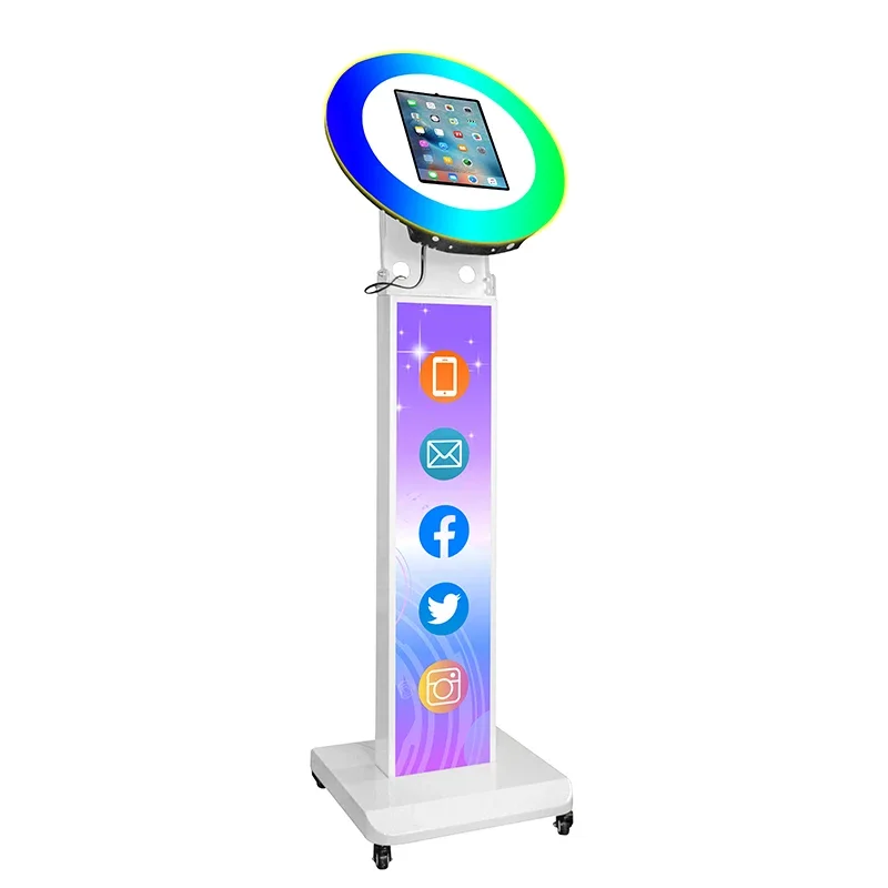 3-in-1/Floor iPad Photo Booth Stand LED Selfie Machine Sharing Station For Ipad all siz 10/11/12.9inch