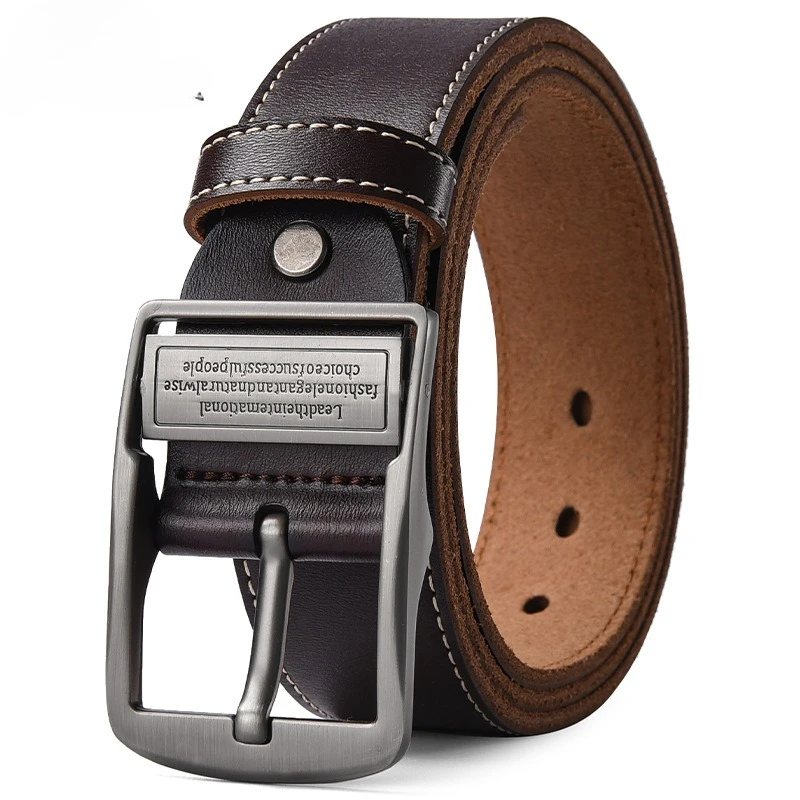 New Men's belt Leather Pin Buckle Retro Cowhide Letter Belts Extended Large Size 110cm-170cm Belt 3.8cm