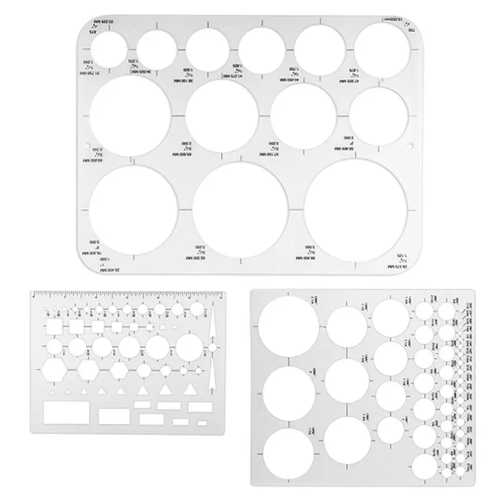 3Pcs 3 Sizes Round Templates DIY Multi-use Multifunctional Geometric Ruler Creativity Transparent Circle Drawing Tool Student