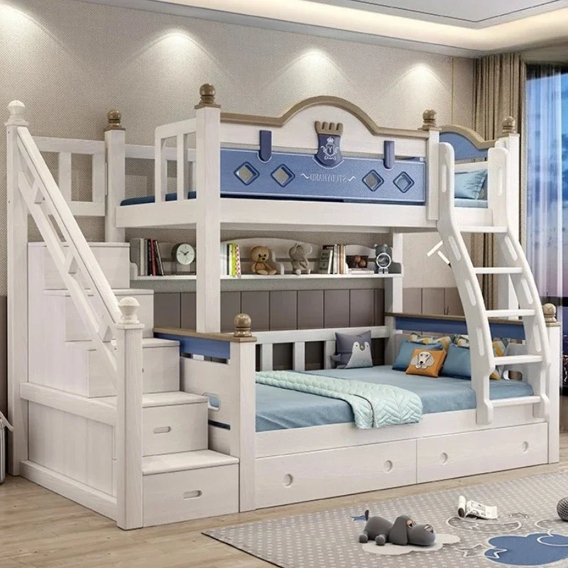 150x200 CmSolid Wood Two Layer High And Low Bed 2 People Double Beds Bunk Beds For Bedroom Furniture