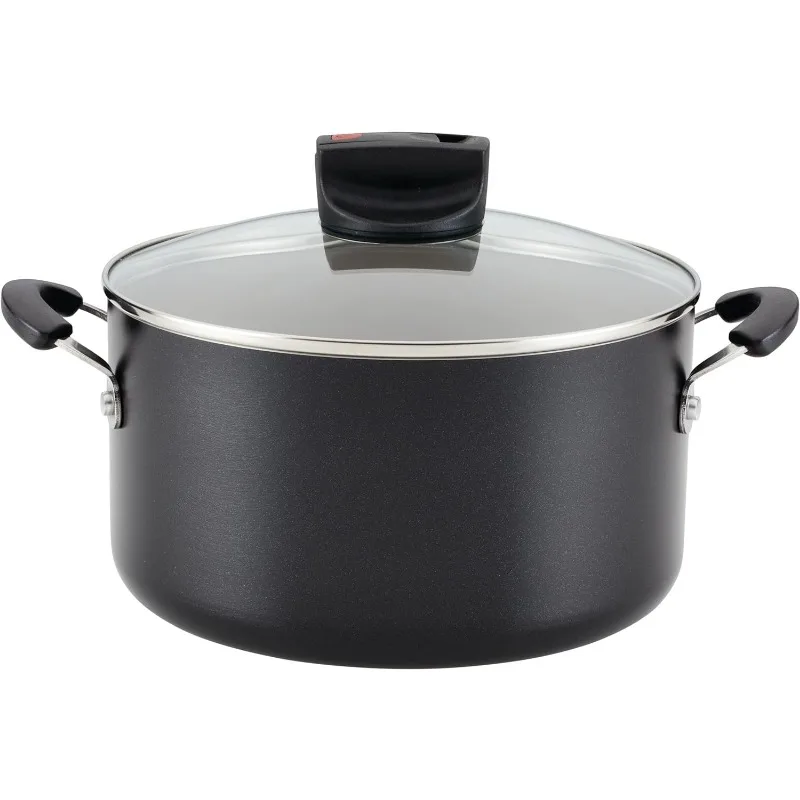 Smart Control Nonstick Stock Pot/Stockpot with Lid, 6 Quart, Black