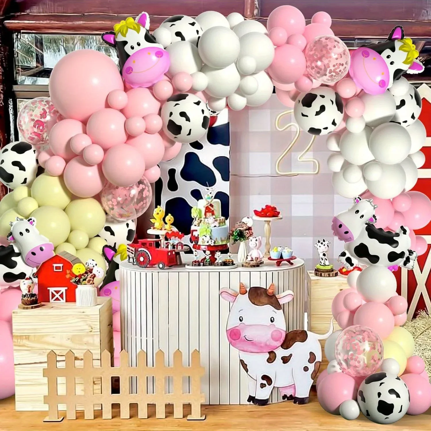 142 stücke Farm Kuh Thema Ballon Set geeignet für Geburtstags feiern Abschluss feiern im Freien Picknicks Jubiläums gedenken