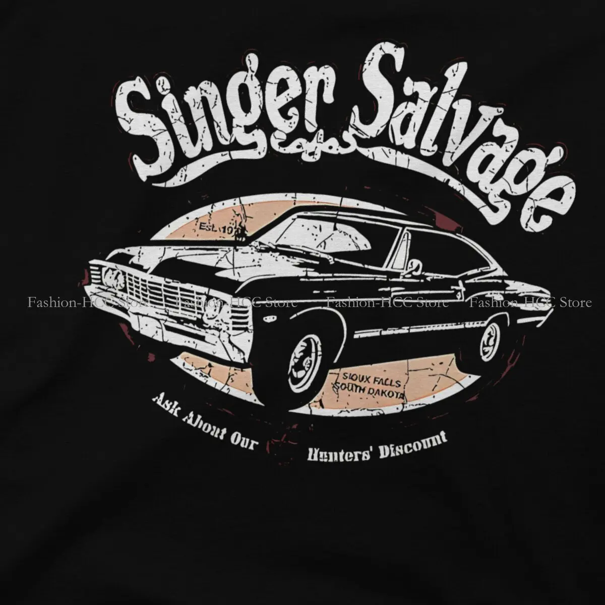 Impala Singer Salvage SPN Round Collar TShirt Dean Winchester Supernatural Pure Cotton Basic T Shirt Man\'s Tops New Design