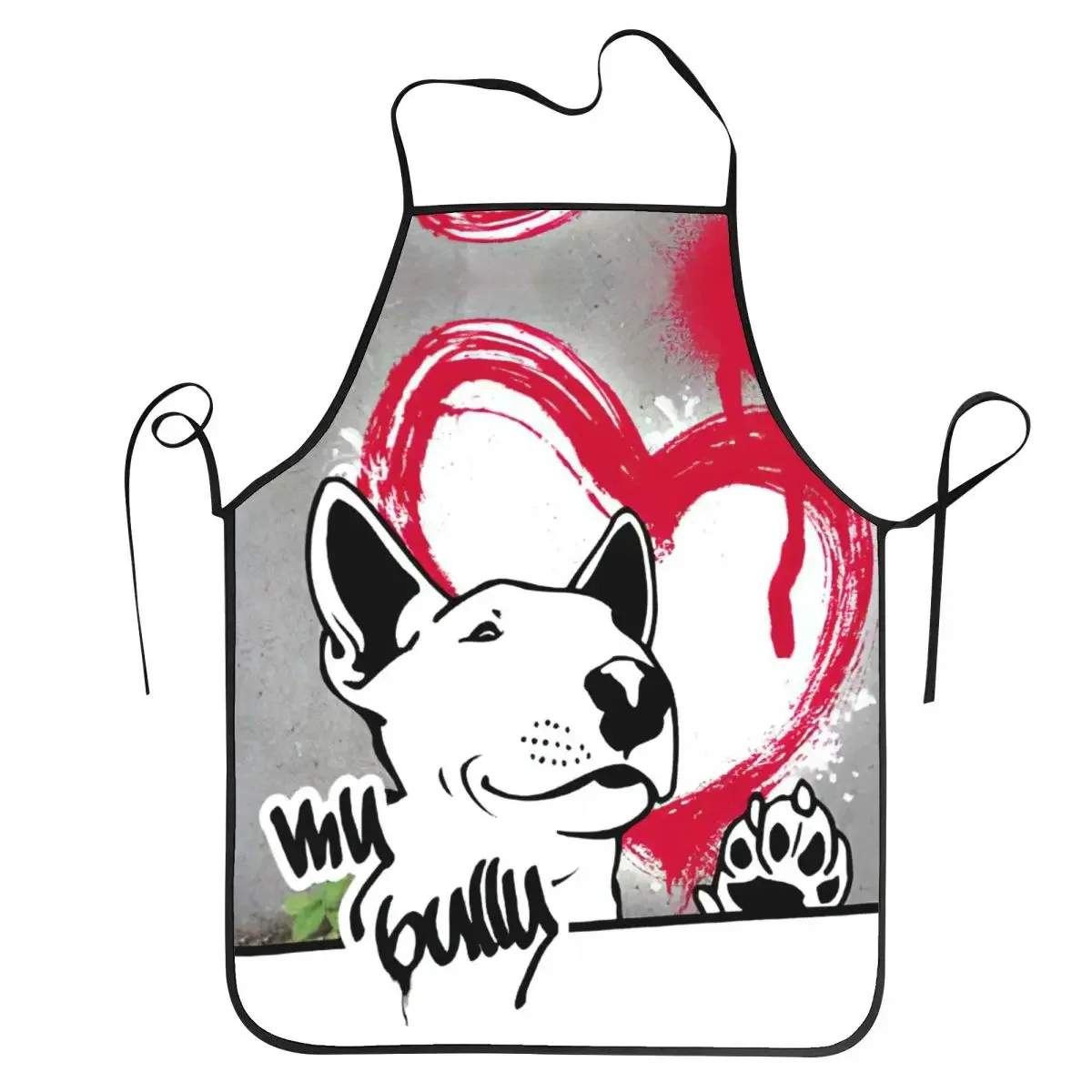 

Custom Bib Cute Bull Terrier Dog Aprons Men Women Unisex Adult Chef Cooking Kitchen Puppy Street Art Tablier Cuisine Baking