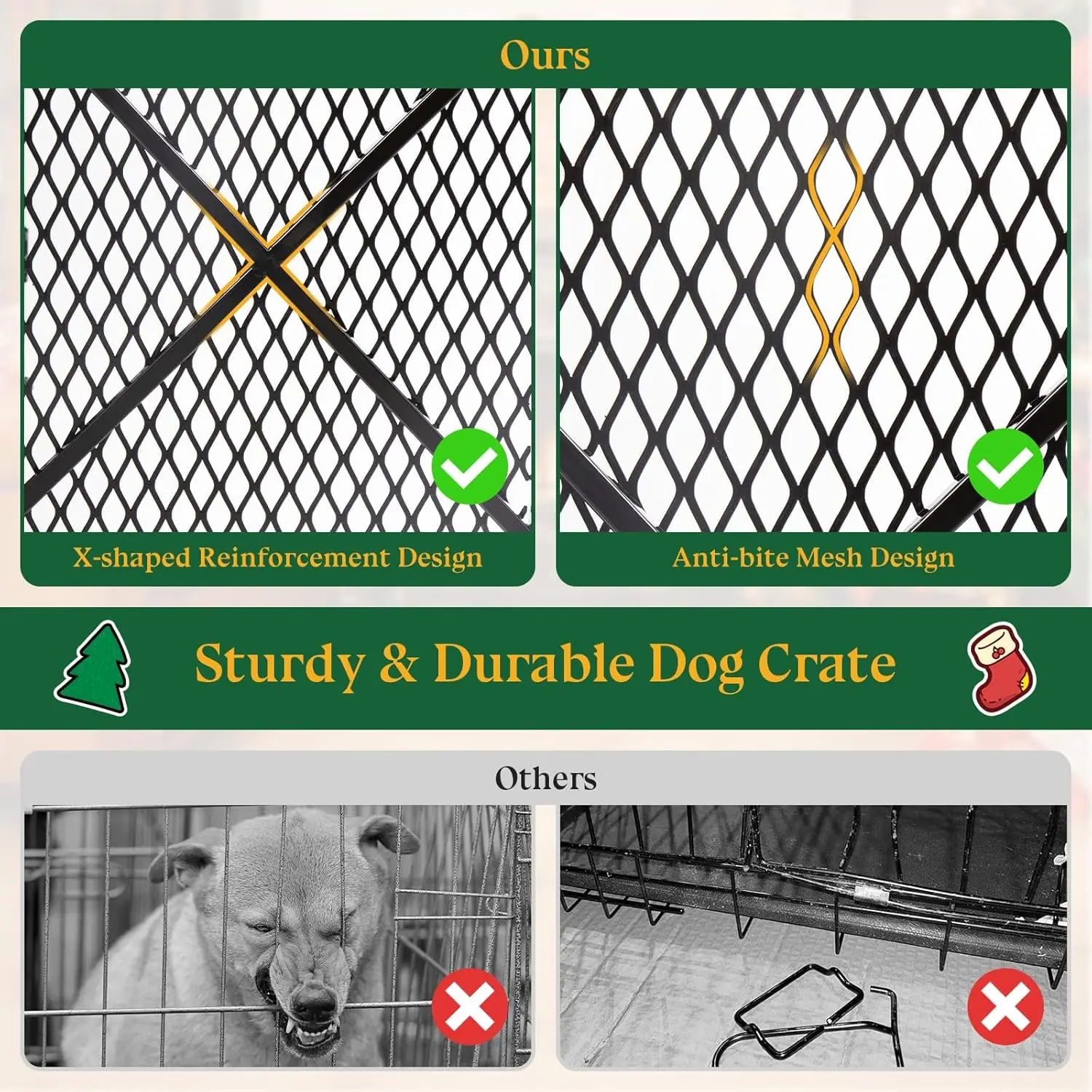 قفص كلب داخلي مقاس 41 بوصة على طراز الأثاث للكلاب الكبيرة والمتوسطة، قفص كلب داخلي خشبي عالي التحمل مع 4 عجلات قابلة للقفل