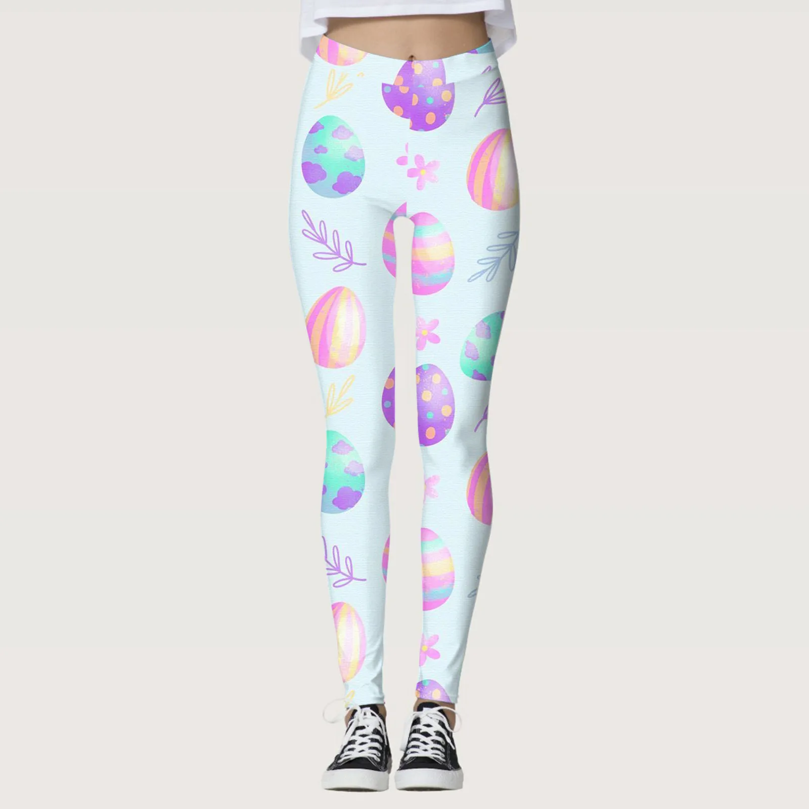 Easter Day Leggings For Women Elastic High Waist Hip Lifting Fitness Yoga Tight Legging Cute Cartoon Rabbit Print Running Pants