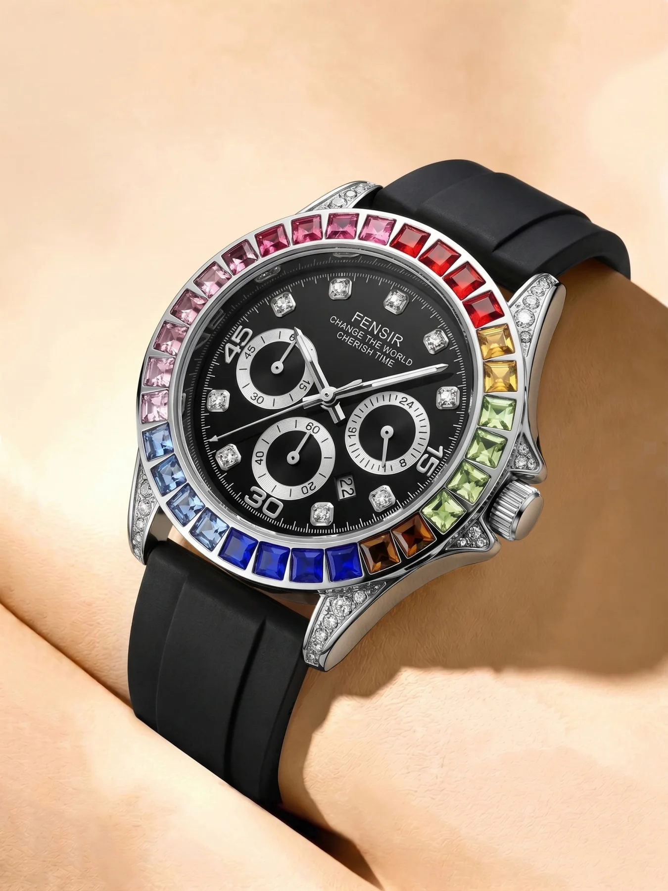 Rainbow Crystal Diamond Ring M - Smartwatch Ring Watches 评论和价格