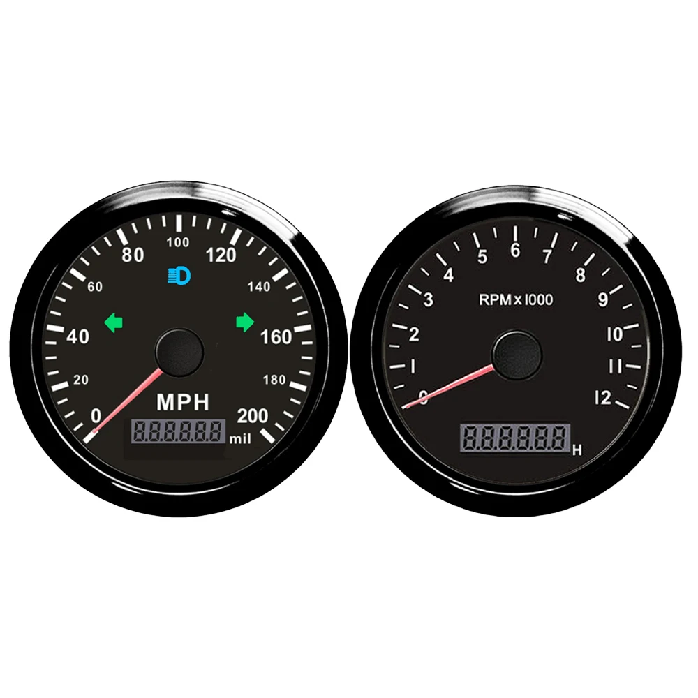 

85mm GPS Speedometer 125MPH 200km/h with Tachometer 8000RP PM with Red Yellow Backlight for Car Boat Motorcycle Universal