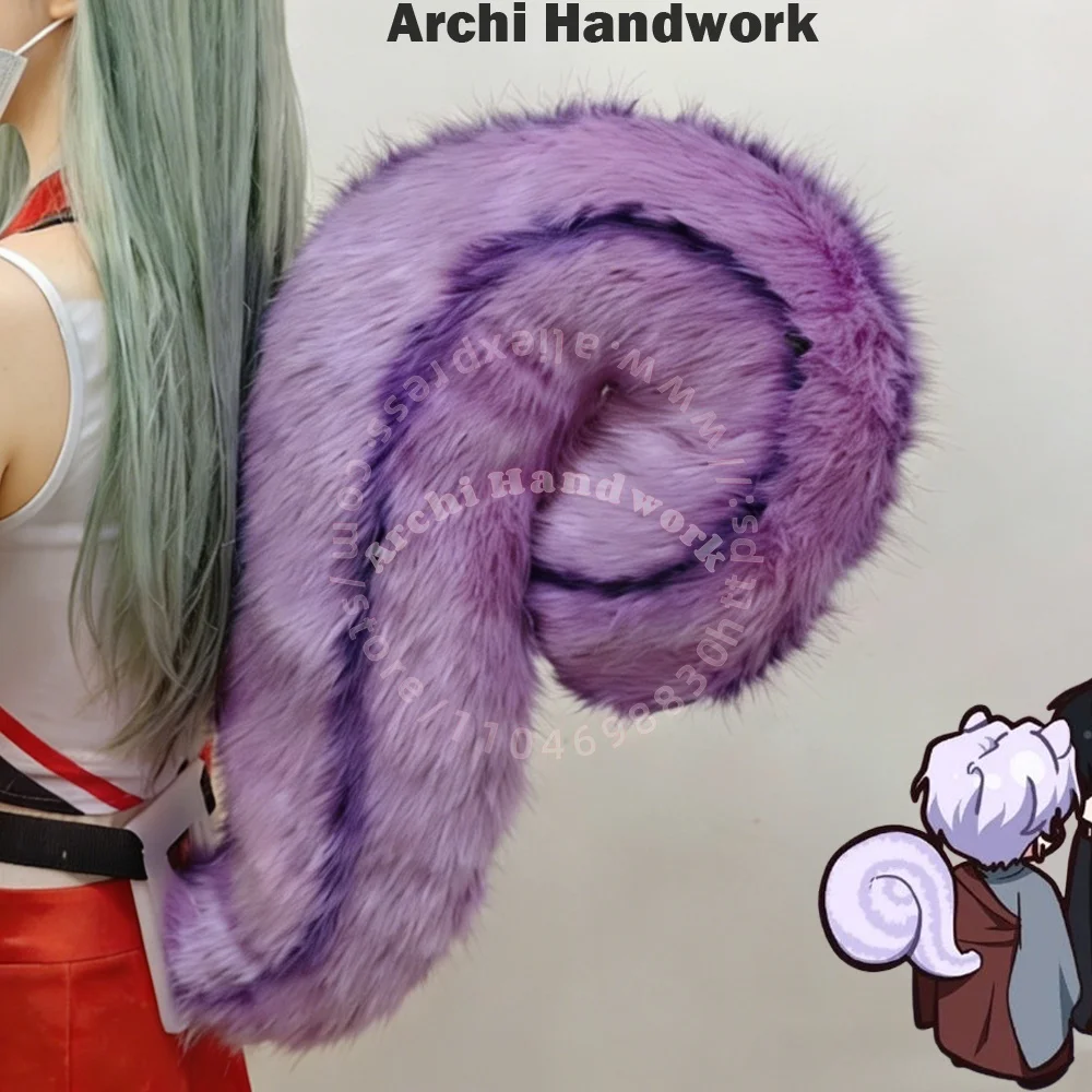 Archi Handwork Cola de Ardilla Peluda Grande Morada para Cosplay, Accesorios de Actuación, Estilo Anime, Cómic, Fandom, Fursuit Animal