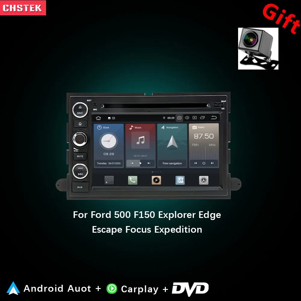 CHSTEK Car Radio DVD Carplay For Ford Focus Explorer Expedition Fusion Freestyle Taurus Escape Mustang Edge BT WIFI Android 14