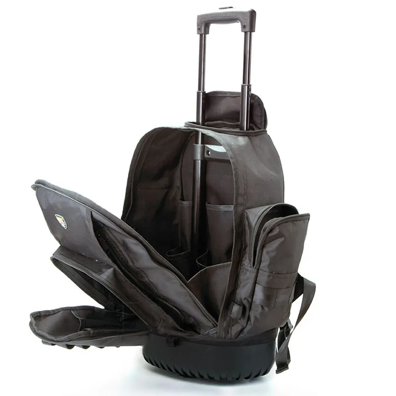 Double Shoulder Tool Kit Pull Rod Backpack for Electrician Tools Hardware Organizer Tools Suitcase for Tools Mechanical Tool Kit