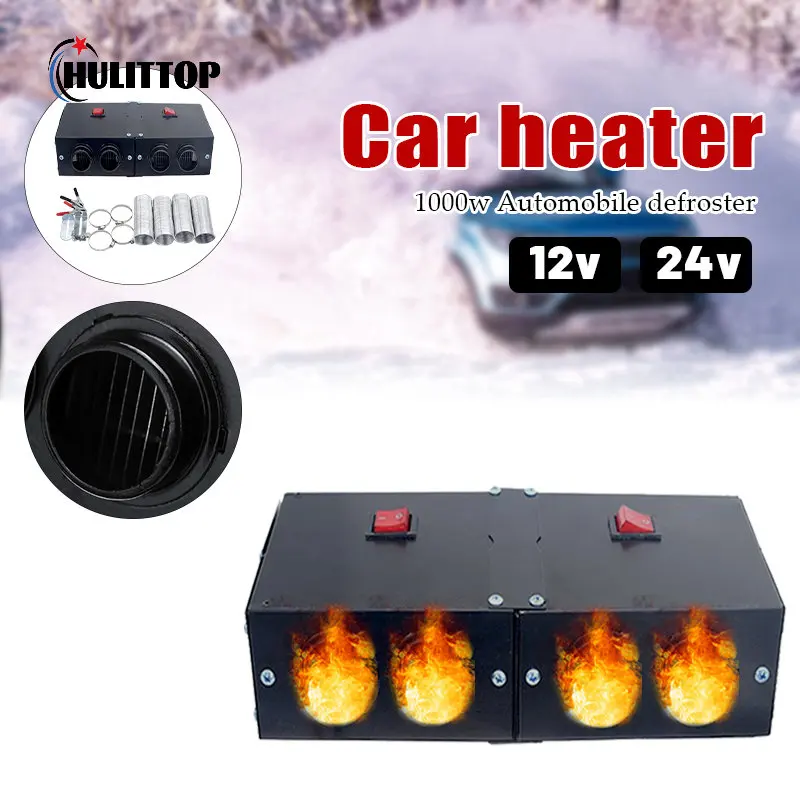 1600W 4 Holes Car Heater Fast Heating 12V/24V Air Fan Parking Heater Window Windshield Demister Defroster For Auto Car Truck Van