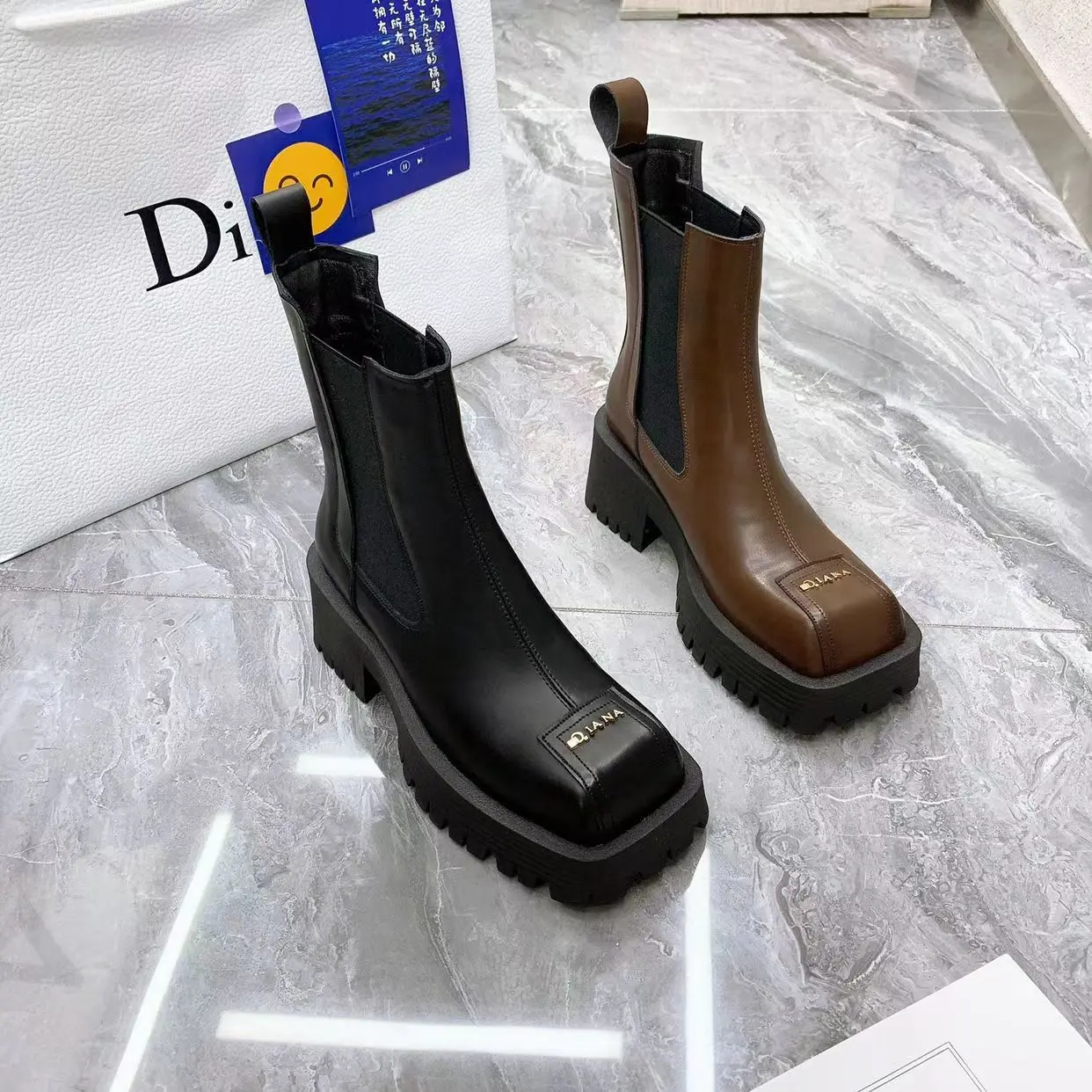 2023 Summer New Chimney Boots Martin Boots Fashion Square Toe Thick Heel Boots Women\'s Elastic Mouth Thick Bottom Boots Trends