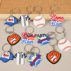 12Pcs Sports Baseball Game Theme PVC Keychains Backpack Pendant Toys for Birthday Party Favors Baby Shower Wedding Guest Gift