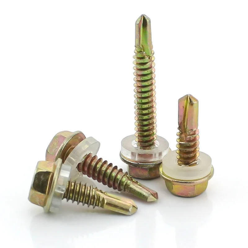 M4.2 M5.2 Wit Zink/Kleur Zink Hex Ring Hoofd Zelfborende Schroeven Zelftappende Plaatwerk Tek Schroeven