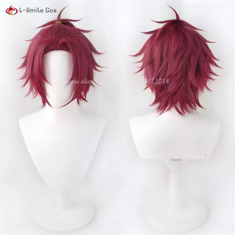 ES Trickstar Isara Mao Cosplay Wig Purple Red Mix Wigs Unisex Cosplay Anime Cosplay Wig Heat Resistant Synthetic Hair + Wig Cap