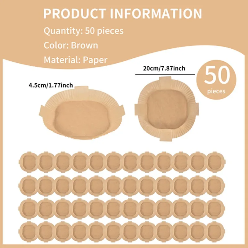 【Must-Haves】 Einweg-Papiereinlagen für Heißluftfritteusen, 50 Stück 7,9 Zoll quadratische, antihaftbeschichtete Pergamenteinlagen, ölbeständig für Heißluftfritteusen