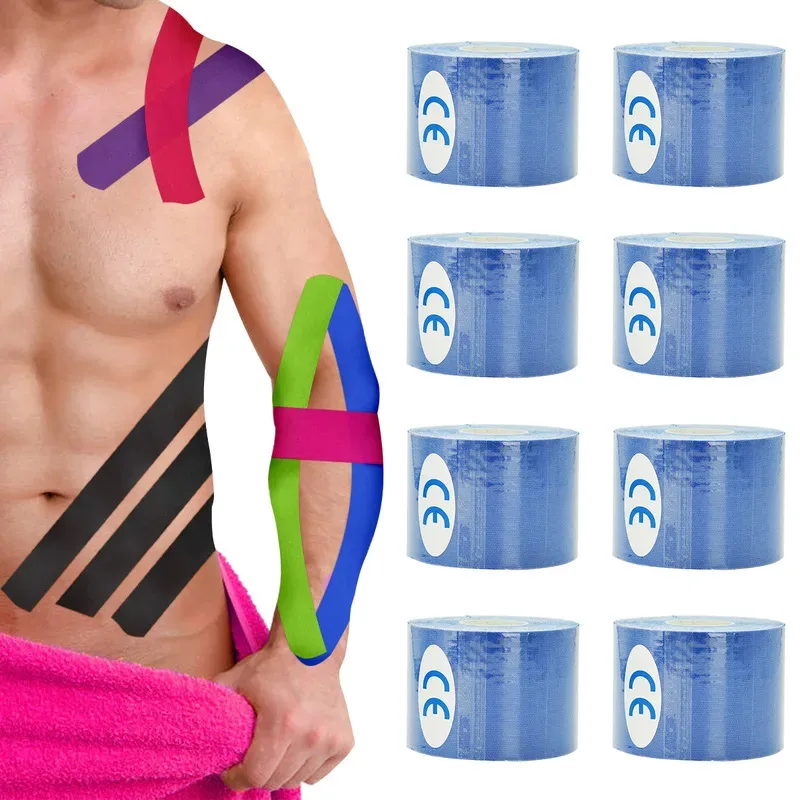 1/3/6 Pcs Dark blue Muscle Bandage Sports Cotton Elastic Adhesive Strain Injury Tape Knee Muscle Pain Relief