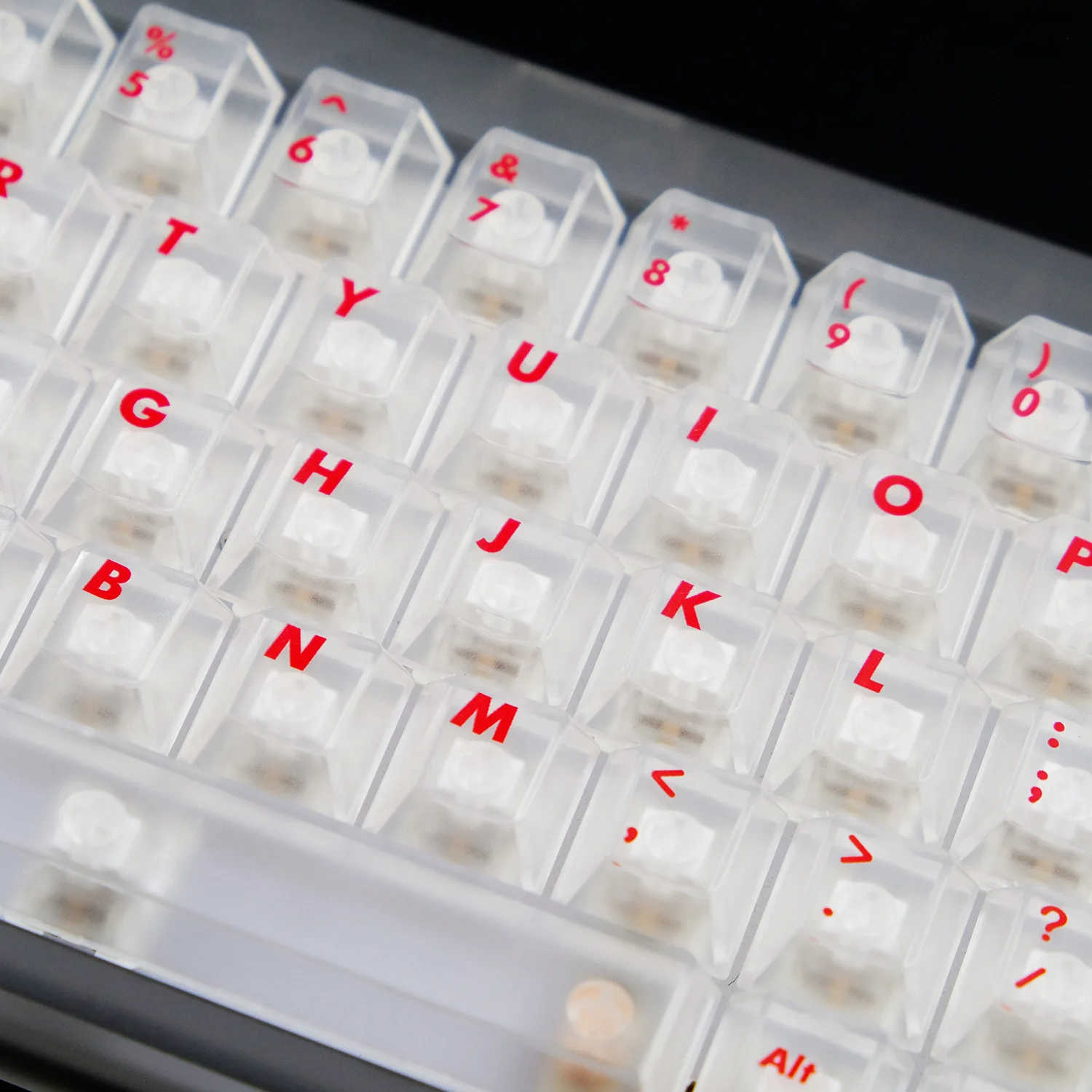 White and red mist transparent original height keycap small full set suitable for 60 68 64 72 75 84 87 and other column keys